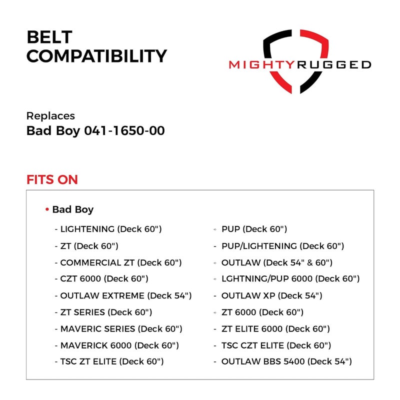 MightyRugged 041-1650-00 Deck Belt Replacement for Bad Boy Mowers - Belt Length 167.75" - Heavy-Duty, Durable, Aramid Cord Deck Replacement for 041-1650-00 Bad Boy Belt - Image 3